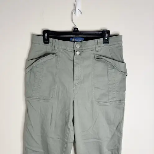 Democracy "Ab"solution Utility Green/Olive Tapered Cargo Flap Pocket Pants sz 12