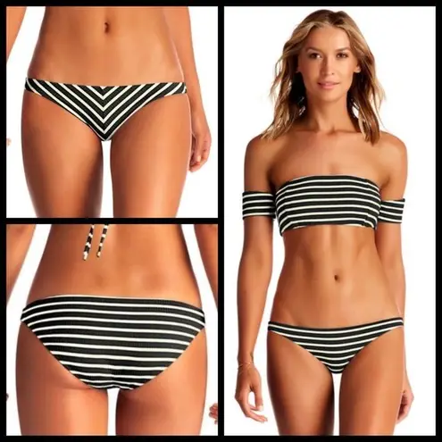 Vitamin A 💕💕 Marin Black Stripe Bikini Havana Crop Top + Tulum Bottom 6 S NWT