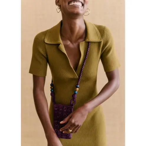 Sézane NWT La Maille Sezane Numa in Olive Wool Blend Ribbed Knit Midi Sweater Dress XS