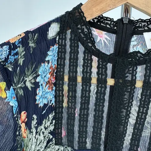 Foxiedox Juniper Floral High Neck Mini Dress size XS Lace Inset