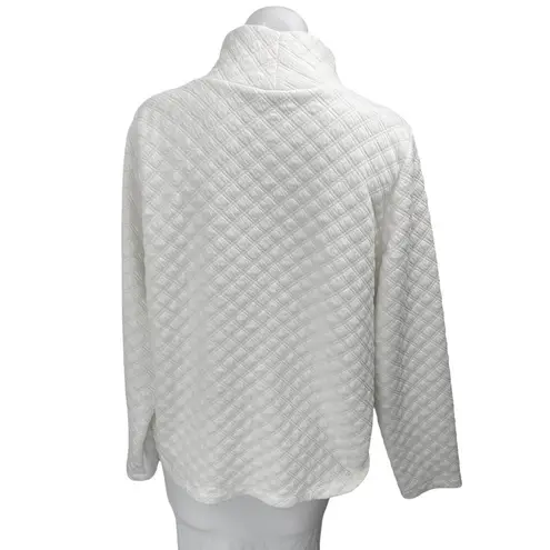 J.Crew Women's White Long Sleeve Quilted Turtleneck Pullover Sweater Top Size L Size L