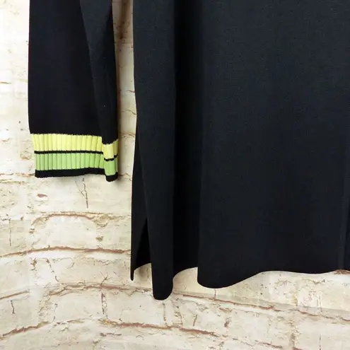 Exclusively Misook Cardigan Womens Plus 3X Black Green Yellow Trim V