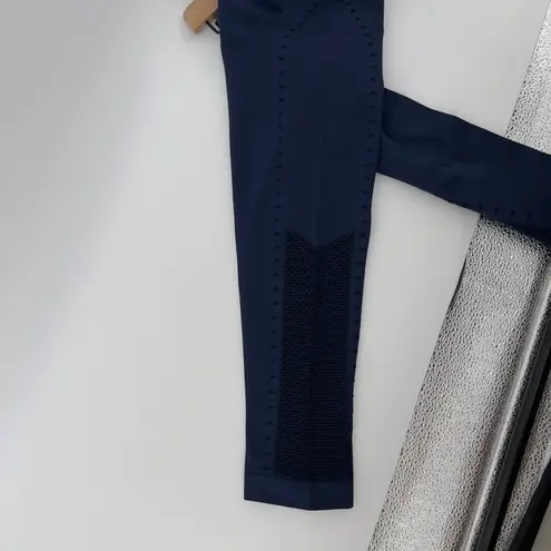 JoyLab Women XL Mid-Rise Seamless Ventilation 7/8 Leggings Blue Ankle Mesh Gym