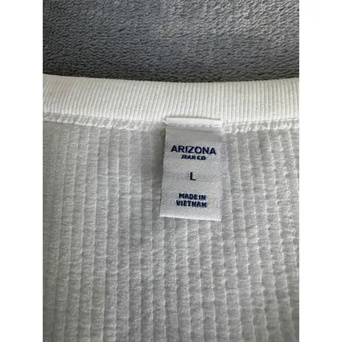 Arizona Jeans Arizona Jean Co White Ribbed Short Sleeve Square Neck Crop Top Womens L