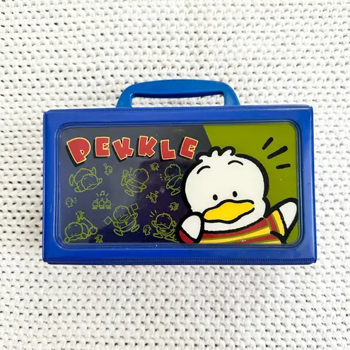 Pekkle Sanrio 95 Vintage Vinyl Window Case Handle Snap Closure Collapsible Blue