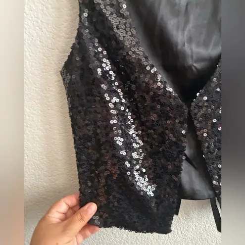 Women Y2K Black Sequin Vest M Size M