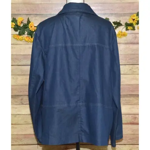 Ladies Studio V Lightweight Blue Chambray Jacket Snap Front Stretch Plus Size 2X