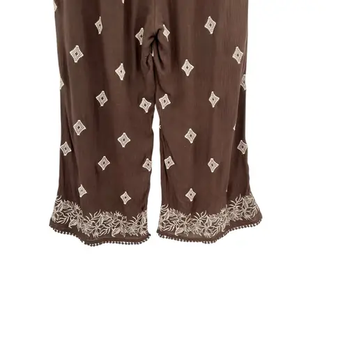 Sundance Le Meridien Pants Crop Embroidered Tasseled Brown Size Medium - Image 8