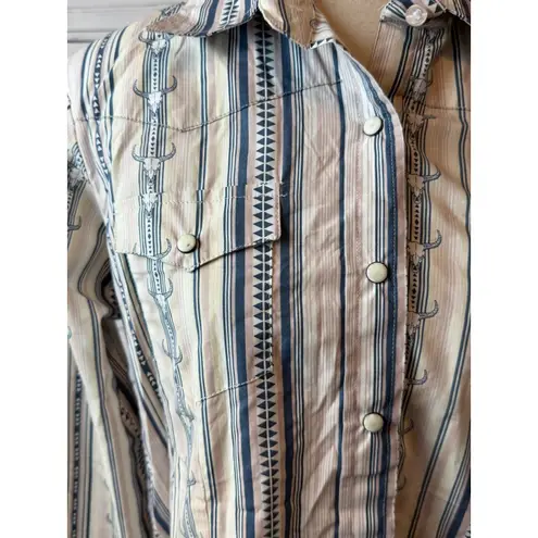 Cedar Rose Western Shirt Womens Large NWT Striped Rodeo Cowgirl Ox Pearl Snap