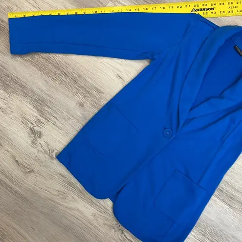 Susan Graver Weekend Blue Long Sleeve Women's Knit Blazer with Pockets Size XXSP