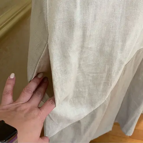 For Cynthia Sleeveless Linen Blend Colorblock Midi Dress Pockets A-line Sz XL