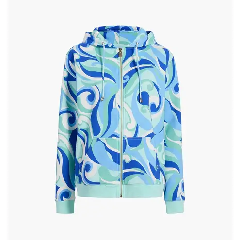 Hill House  The Allie Zip-Up Jacket in Ocean Kaleidoscope Print Size S