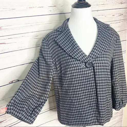East 5th Black & Grey Cropped Houndstooth Blazer Jacket Size Large