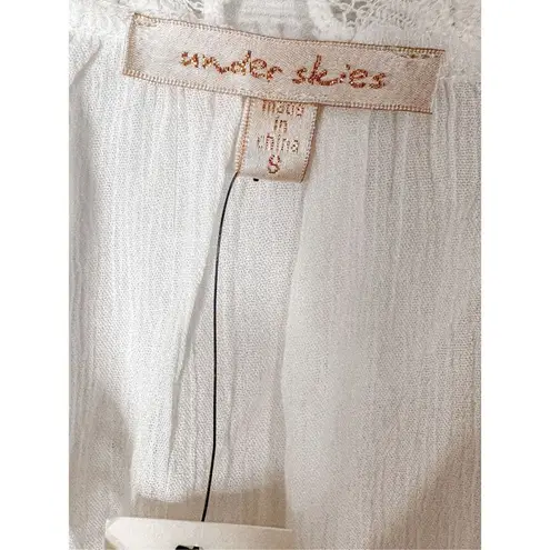 Under Skies NEW with Tags Lace Trim Short Sleeve Top Blouse White Size Small - Image 5