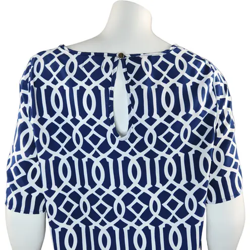 Mud Pie Womens M (8-10) Navy Blue White Shift Dress Nautical Gold Hardware Zip-Up