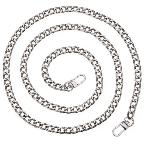 DIY Iron Flat Chain Strap Handbag Chains Accessories Purse Straps Shoulder Cross Body Replacement Straps with Metal Buckles for (Silver) Silver - Image 1