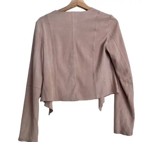 Bagatelle Blush Pink Waterfall Genuine Leather Jacket Fitted Thin Coat XS