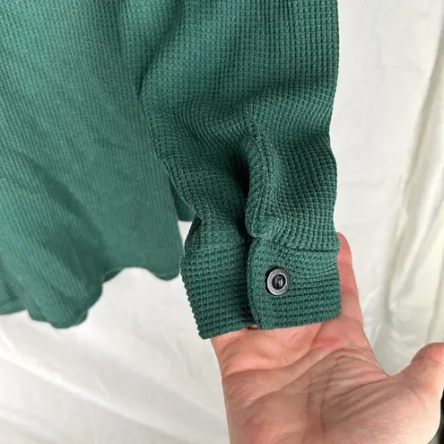 Dark Green Button Down Waffle Knit Long Sleeve Size undefined