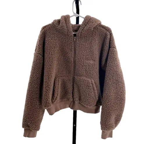 SKIMS Women’s Size L Teddy Zip Up Hoodie Tigers Eye Brown Comfy Sherpa Lounge