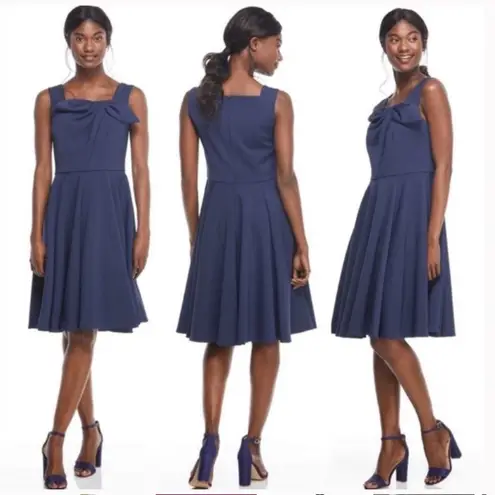 Gal Meets Glam Zoe Bow Fit and Flare Navy Blue Dress W-872 Sz 8