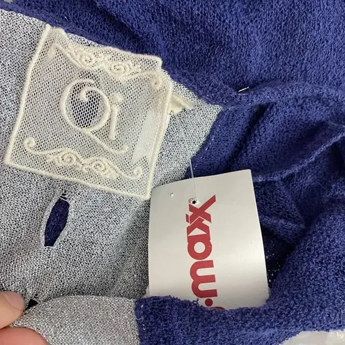 Qi Knit Tank Top Tunic Navy Blue Silver