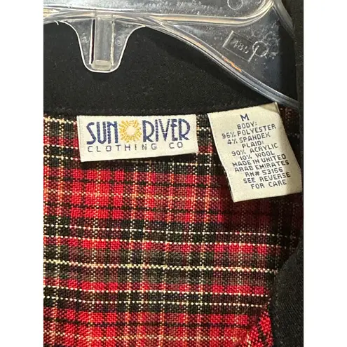 Sun River Clothing Co Vest Medium Plaid Black Button Up Sleeveless Vintage 90s