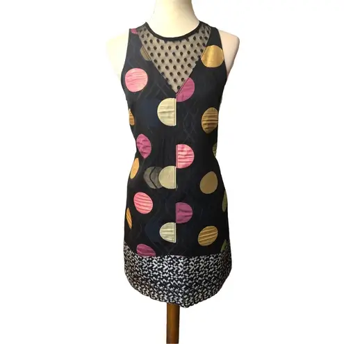 Maeve Retro Tilde Jacquard Mixed Media Colored Polka Dots Dress Size S NWT