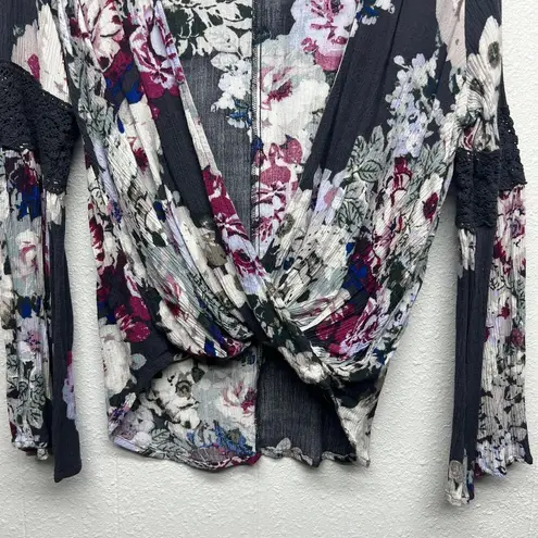 Lovestitch Bell Sleeve Bohemian Cottagecore Twist Front Coquette Womens Top Sz L