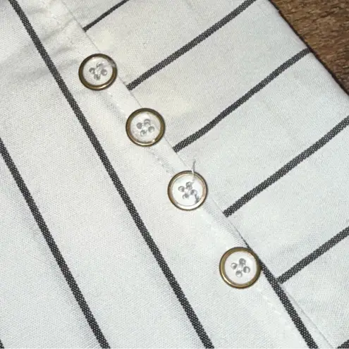 Simply Noelle Casual Collared Button Down Sleeveless Striped Dress Black & White