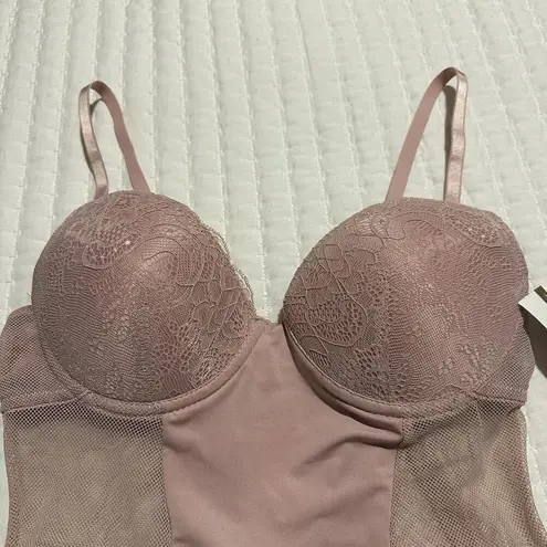 Juicy Couture Jessica Simpson Lace & Bodysuit Teddy Lingerie Sz M Medium Pink NWT