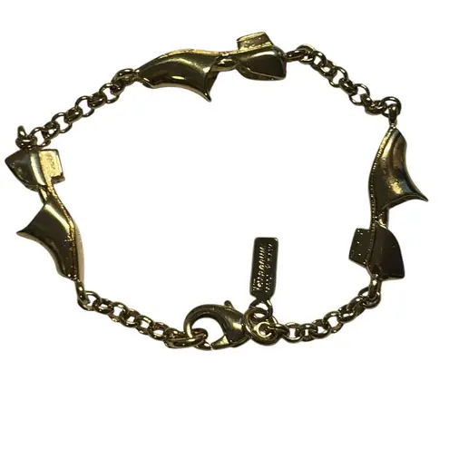 Salvatore Ferragamo Shoe Charm Bracelet Gold Tone Chunky 1980s Italy Signed