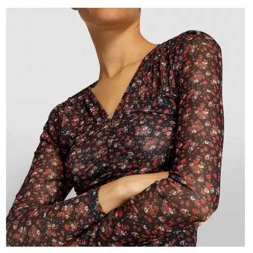 Sandro Bethanie Mesh Floral Print Top