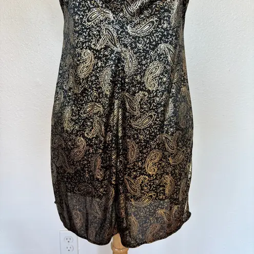 Vintage Black and Gold Paisley Chemise Size M