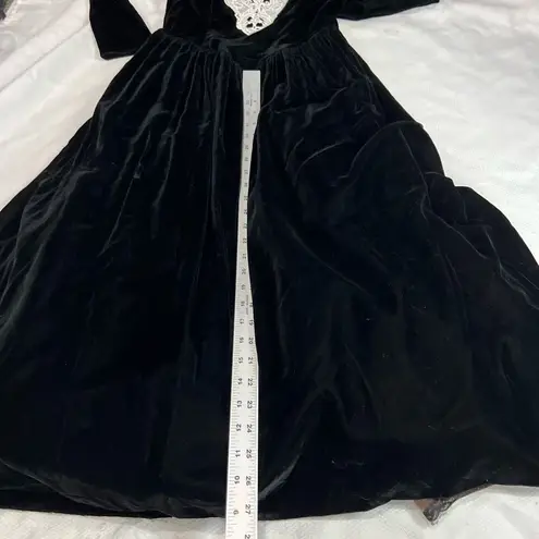 Jessica McClintock Vintage Bridal Black Velvet Lace Crochet Dress