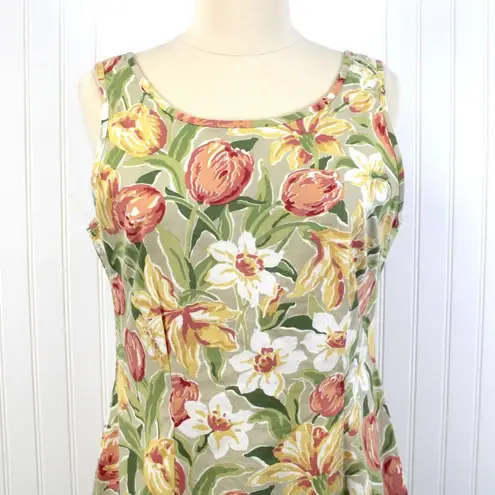 Laura Ashley VTG Womens US8 Floral Dress Spring Tulips 90s Preppy Coastal Brunch