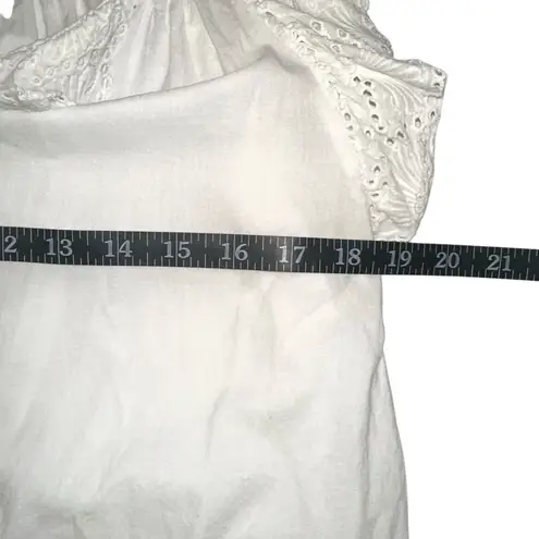 Cleobella Giselle White Ruffled Pleated Eyelet Detail Organic Cotton Blouse XS