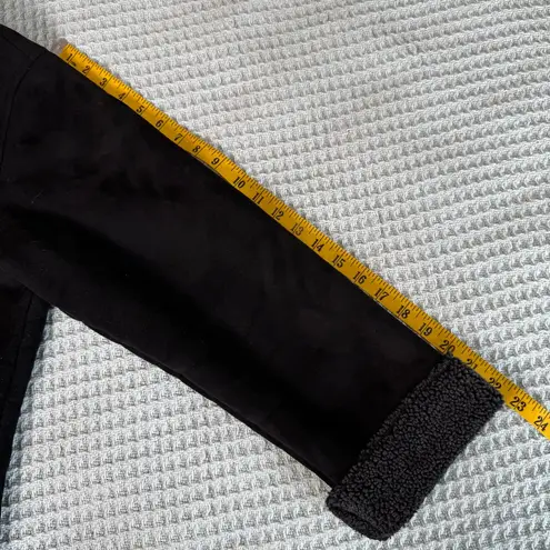 LL Bean Faux Suede Sherpa Lined Coat Womens Medium Petite Black Jacket Winter Size undefined