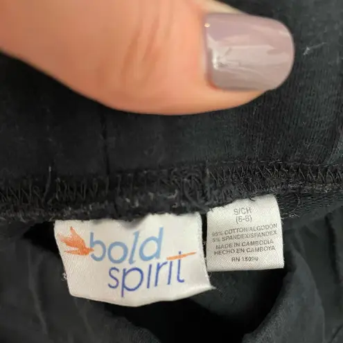 Bold Spirit Black w/White Stripe Pull On Elastic Waist Capri Leggings Size Small