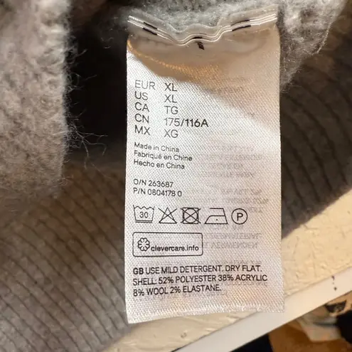 Pringle of Scotland x H&M Gray Lion Crest Mock Neck Puff Sleeve Sweater XL