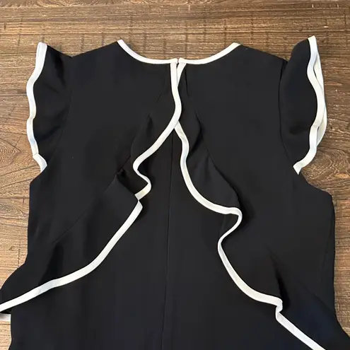 Shoshanna Black & White Ruffled Cap Sleeve Mini Dress Designer Cocktail Size 12