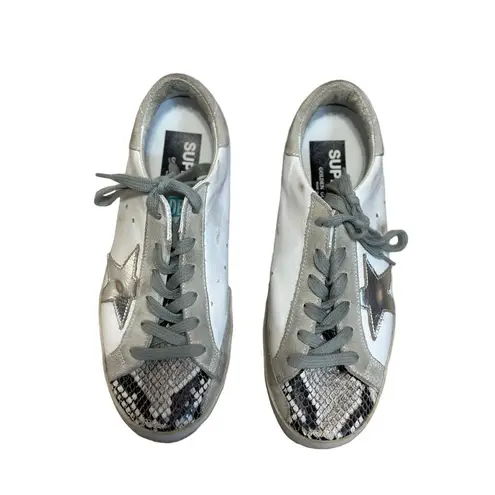 Golden Goose  Superstar White‎ Leather & Python Sneaker size 37