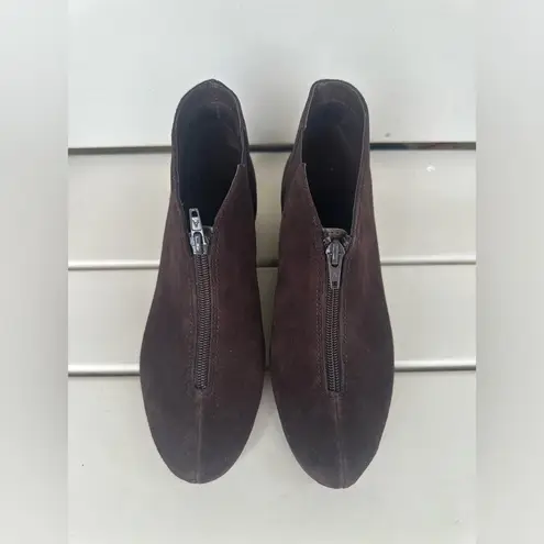 Aerosoles NWOT Allowance Suede Front Zip Wedge Almond Toe Ankle Booties Boot 6.5