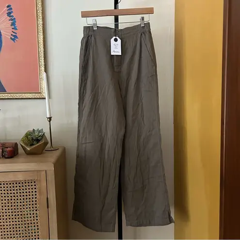 Rowan Joyce Pants Wide Leg Double Gauze 100% Cotton Sparrow NWT $215 Size S Tan