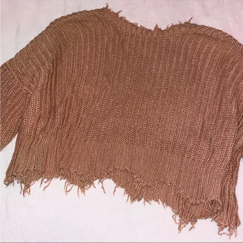 Wildfox  Pullover Positano Tan V Neck Sweater size Large