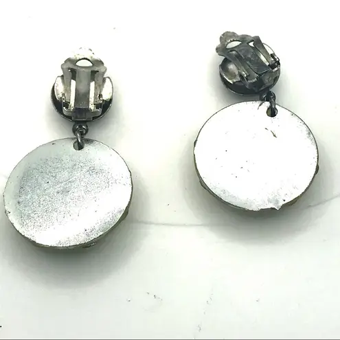 VINTAGE 1980'S YELLOW BAUBLE CLIP ON DANGLE EARRINGS