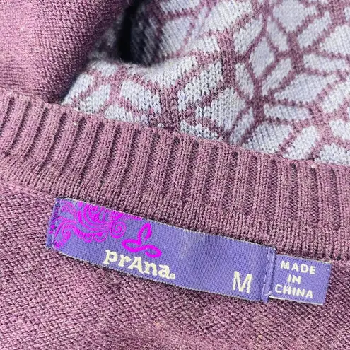 prAna Purple Geometric Printed Crewneck Sweater