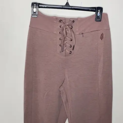 Free People  Mauve Downhill Flared lace up yoga pants size M