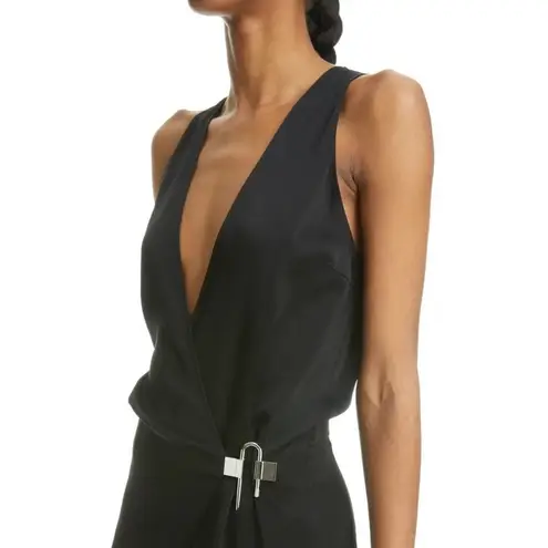 Givenchy Wrap Over U Lock Closure Midi Dress in Black 38 4 New Womens