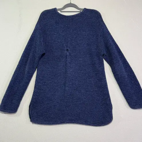 barney's new york Blue Knit Sweater Ramie Cotton Blend Women's Pullover Top