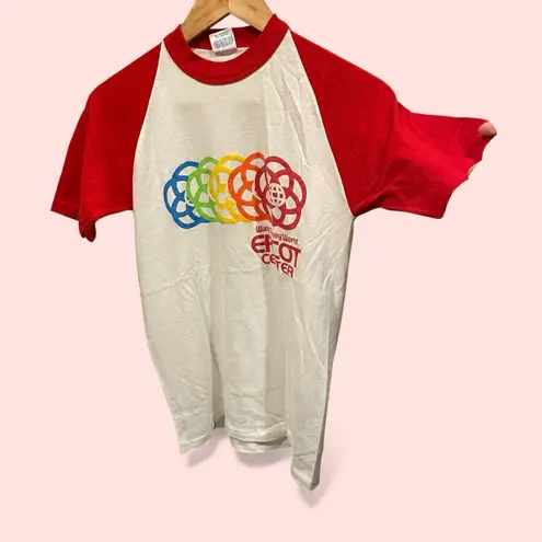 Disney Vintage 80s  Epcot Center rainbow ringer t-shirt made in USA